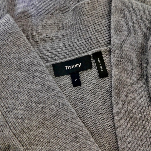 THEORY Cashmere Malinka Belted Cardigan Sweater Husky Gray Knit Size P X-Small - Picture 13 of 16